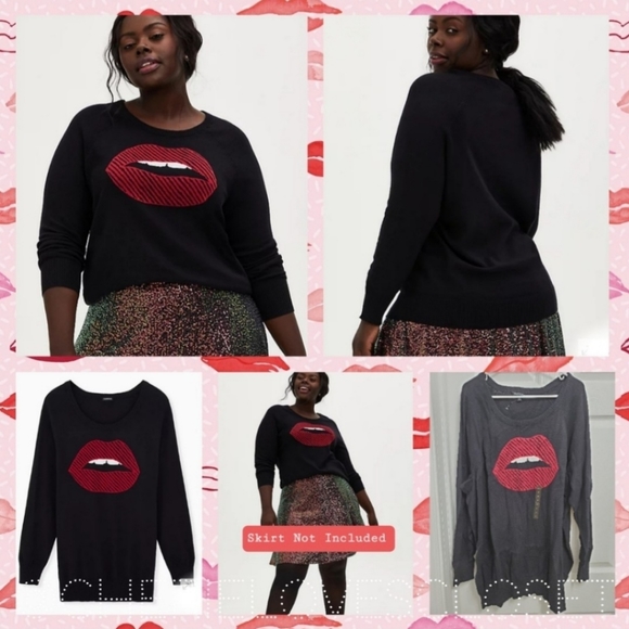 TORRID Lips Kiss Black Cotton Sweater! 💋 - Picture 2 of 8